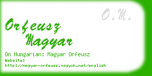 orfeusz magyar business card
